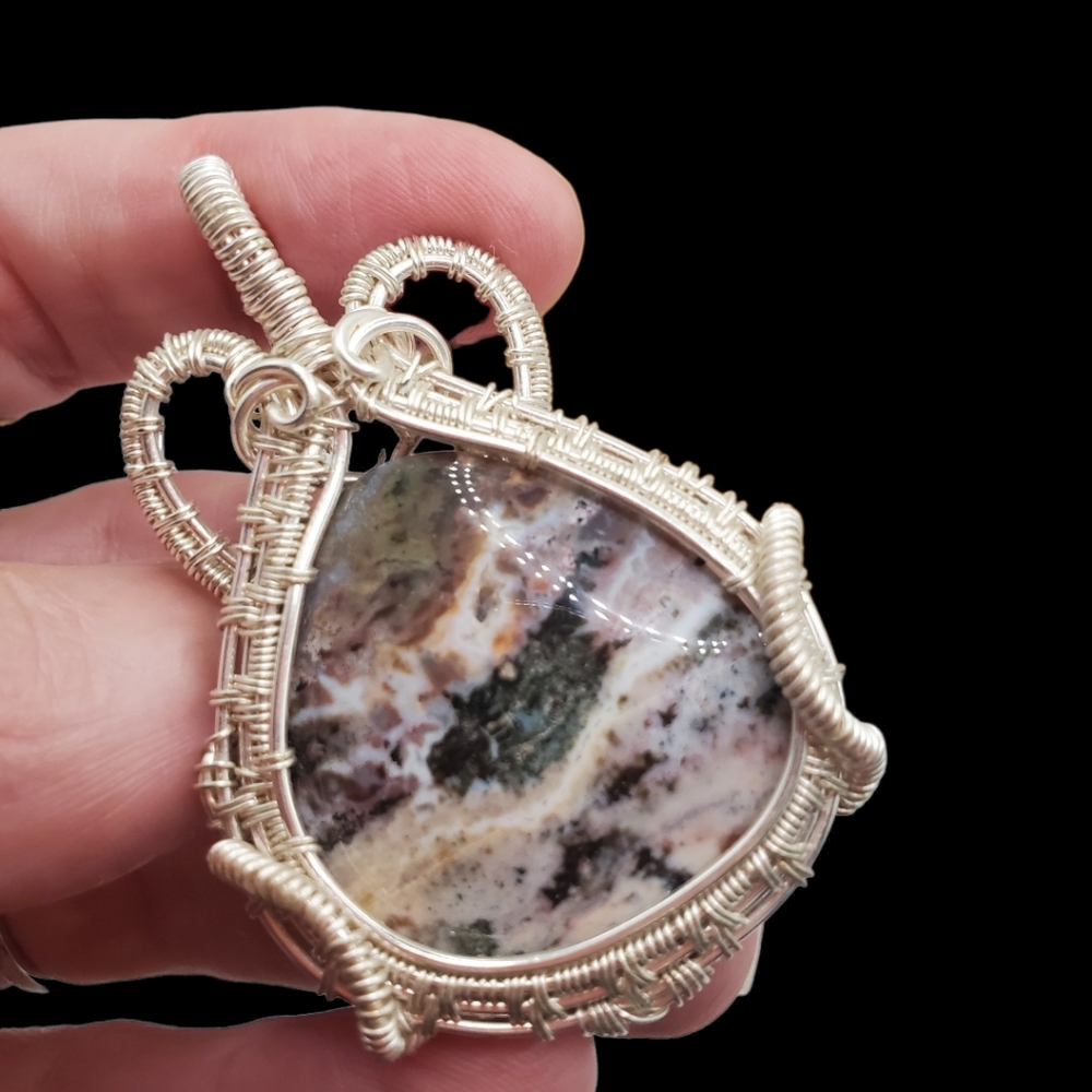 Handmade Jasper Silver Wire Wrapped Gem Pendant 💎 Handcrafted crystal